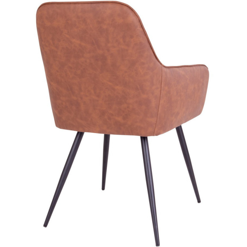 Fauteuil de table matelassé Polyuréthane Marron Vieilli Métal Noir Harbo (Lot de 2) House Nordic - 4