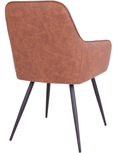 Fauteuil de table matelassé Polyuréthane Marron Vieilli Métal Noir Harbo (Lot de 2) House Nordic - 4