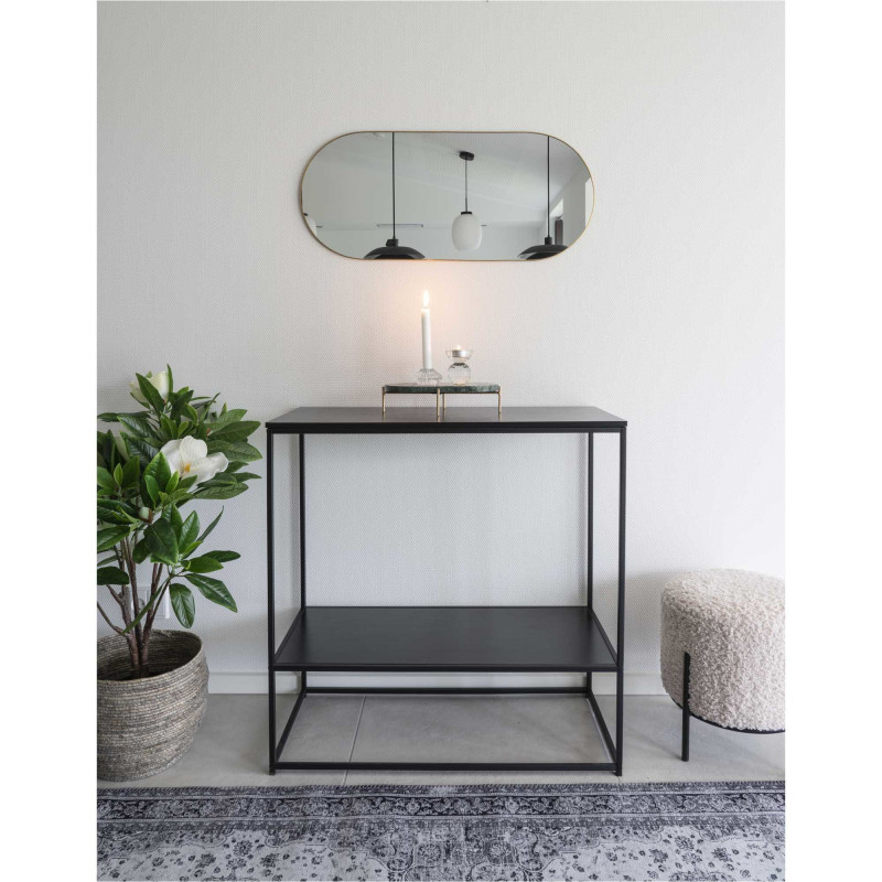 Miroir mural moderne Ovale 35x80 Métal Doré Effet laiton Jersey 