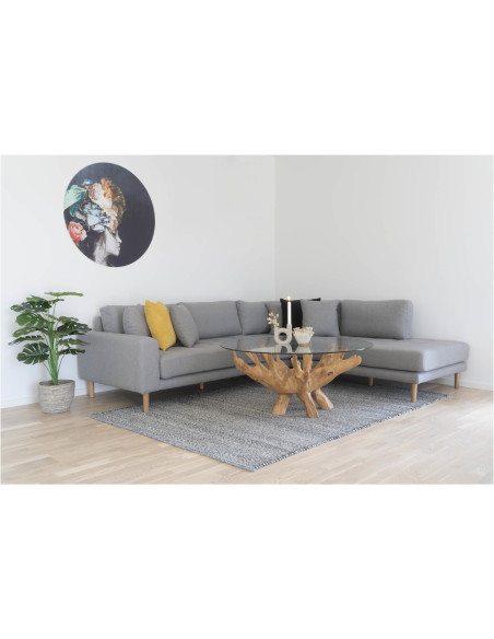 Table basse ronde verre et bois de teck Ø110 x H50 cm Amazonas 