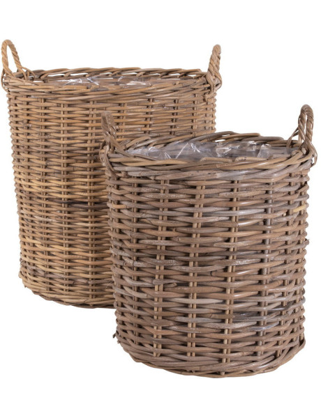 Indo Baskets - Baskets, kubu rattan, natural set of 2 