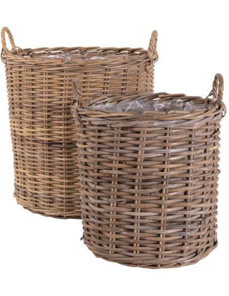 Indo Baskets - Baskets, kubu rattan, natural set of 2 