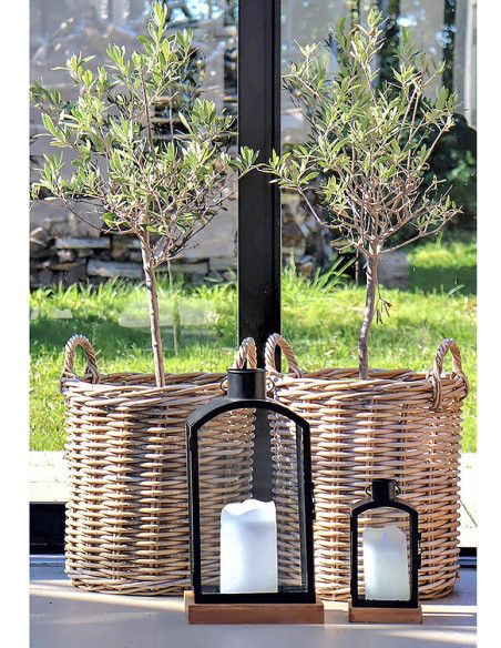 Indo Baskets - Baskets, kubu rattan, natural set of 2 