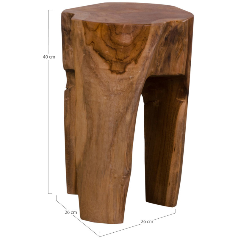 Tabouret original Bois de teck Naturel Rose 