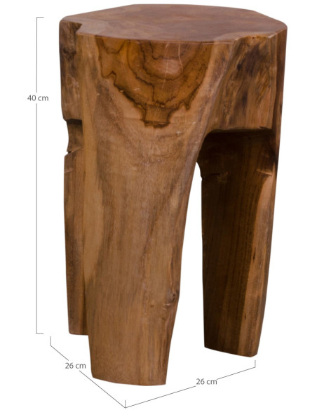 Tabouret original Bois de teck Naturel Rose 