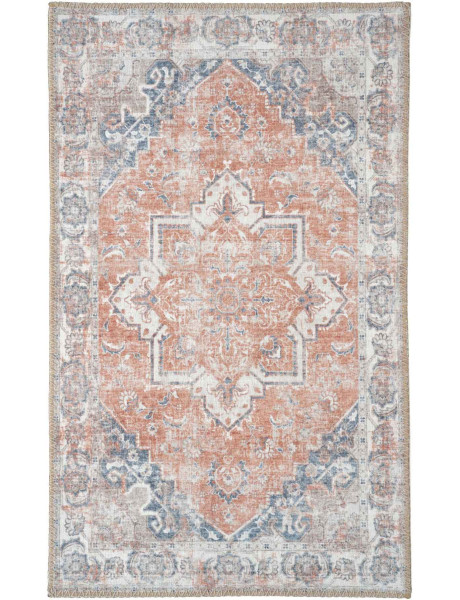 Tapis d'entrée oriental Rectangulaire 50x80 Chenille Polyester Orange Bleu Havana 