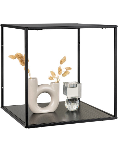 Petite Étagère murale moderne 2 niveaux Métal Panneau de particules Feuille de mélamine Noir Vita 