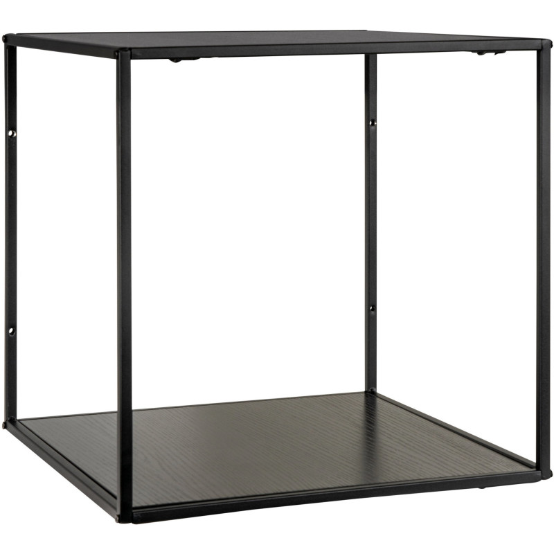 Petite Étagère murale moderne 2 niveaux Métal Panneau de particules Feuille de mélamine Noir Vita 