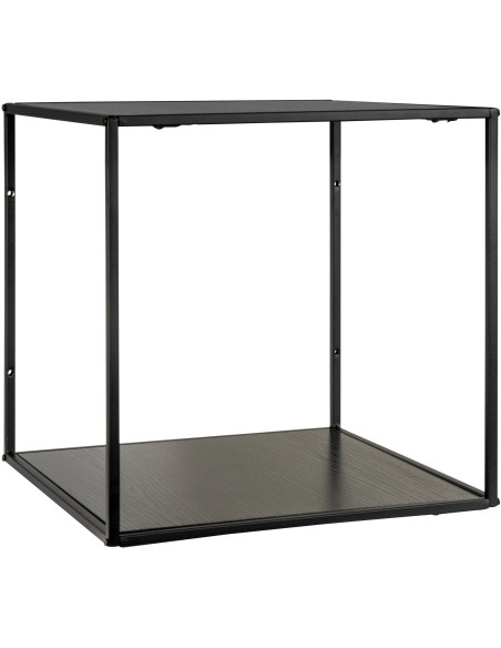 Petite Étagère murale moderne 2 niveaux Métal Panneau de particules Feuille de mélamine Noir Vita 