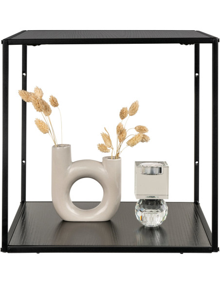 Petite Étagère murale moderne 2 niveaux Métal Panneau de particules Feuille de mélamine Noir Vita 