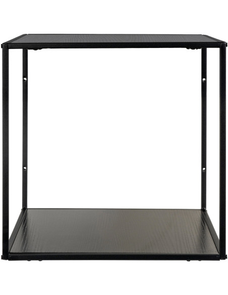 Petite Étagère murale moderne 2 niveaux Métal Panneau de particules Feuille de mélamine Noir Vita 