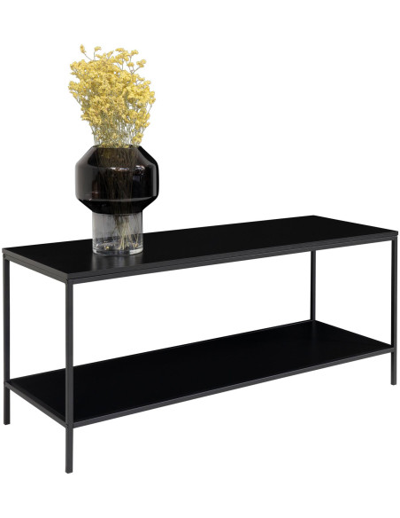 Meuble télé moderne 1 étagère Métal Panneau de particules Feuille de mélamine Noir Vita 