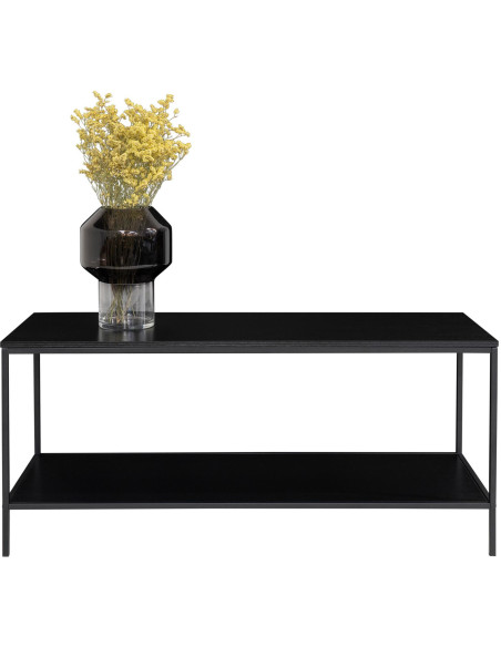 Meuble télé moderne 1 étagère Métal Panneau de particules Feuille de mélamine Noir Vita 