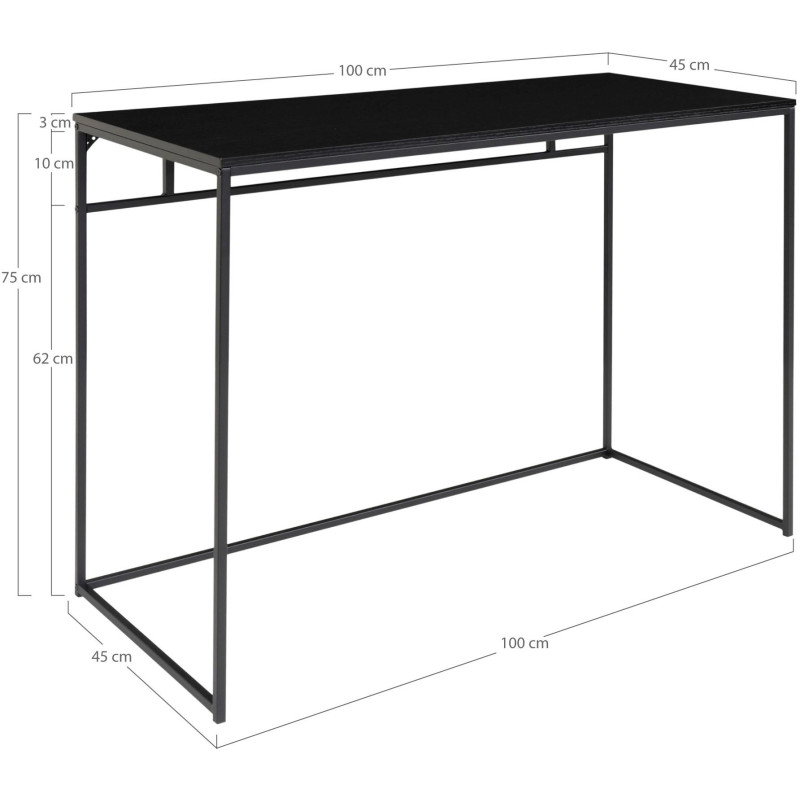 Bureau moderne Métal Panneau de particules Feuille de mélamine Noir Vita 