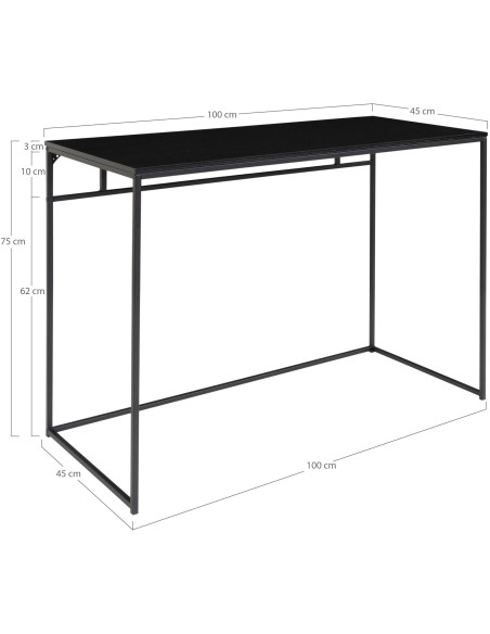 Bureau moderne Métal Panneau de particules Feuille de mélamine Noir Vita 