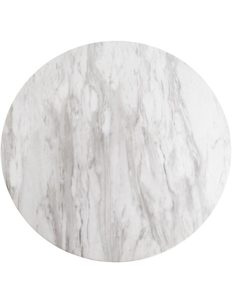 Table haute Mange debout moderne Ronde Bois MDF Blanc Effet marbre Métal Doré Effet laiton Bolzano 