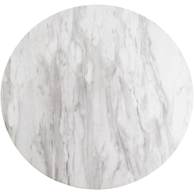 Table haute Mange debout moderne Ronde Bois MDF Blanc Effet marbre Métal Doré Effet laiton Bolzano 