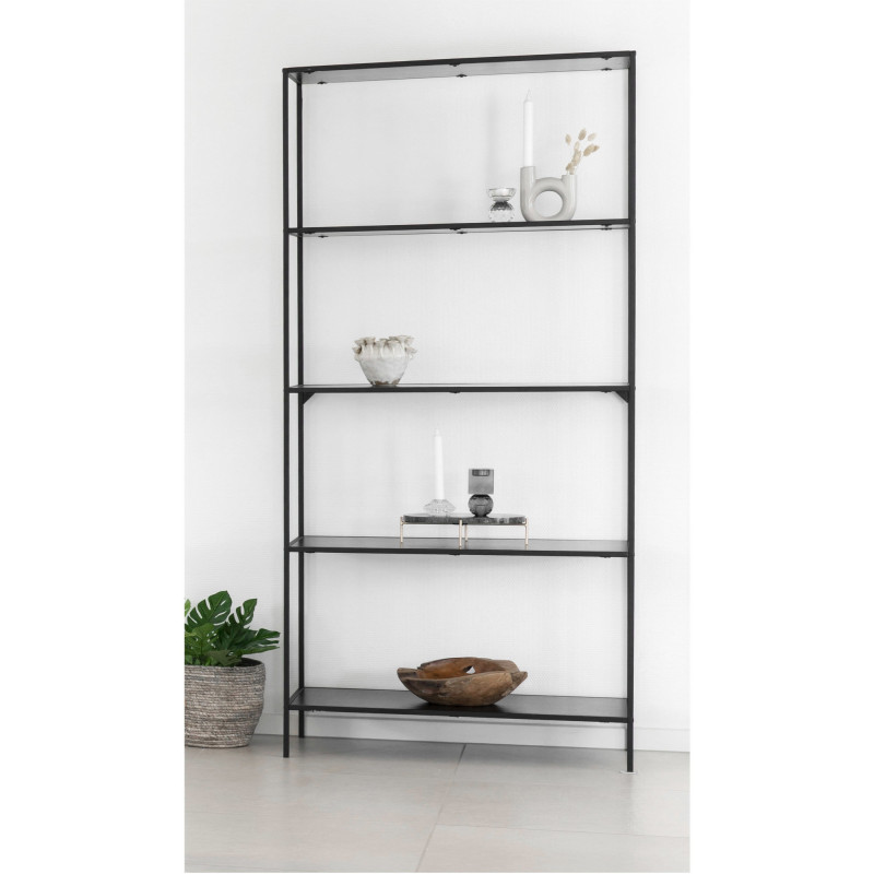 Étagère métal noir 5 niveaux 80 x 36 x 170 cm Vita 