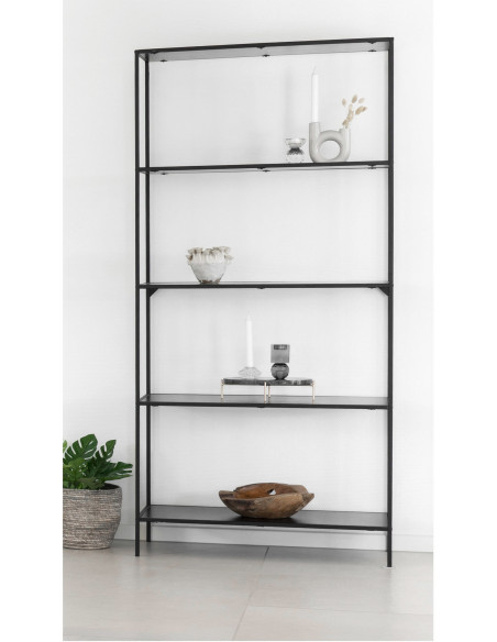 Étagère métal noir 5 niveaux 80 x 36 x 170 cm Vita 