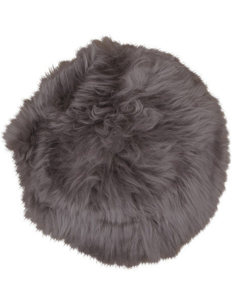 Coussin Peau de mouton poils longs Rond 35x35 Cuir d'agneau Marron clair Lambskin 