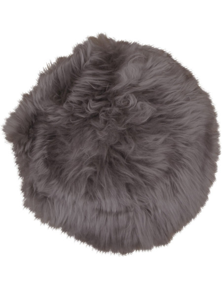 Coussin Peau de mouton poils longs Rond 35x35 Cuir d'agneau Marron clair Lambskin 