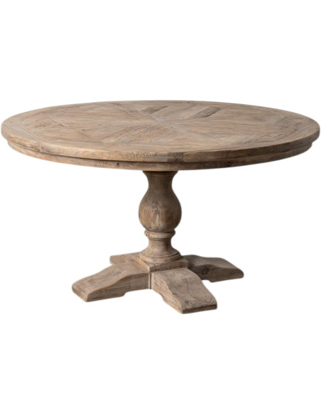 Table à manger ronde 140 cm bois de pin recyclé naturel Riverla