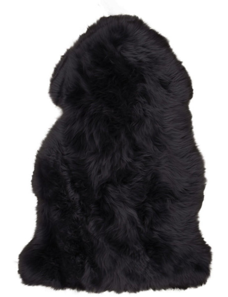 Peau de mouton poils longs 50x85 Cuir d'agneau Noir Lambskin 