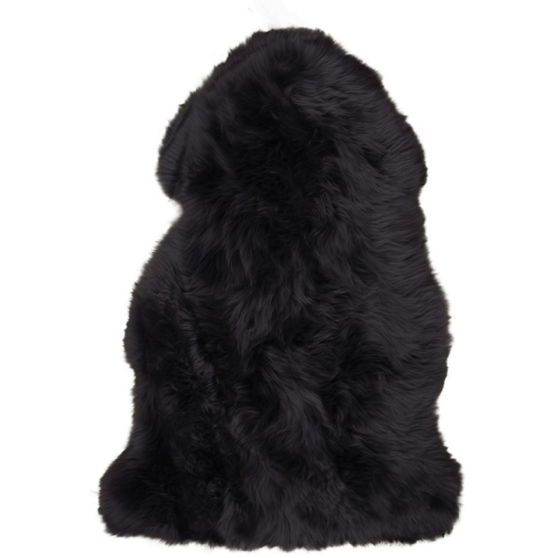 Peau de mouton poils longs 50x85 Cuir d'agneau Noir Lambskin 