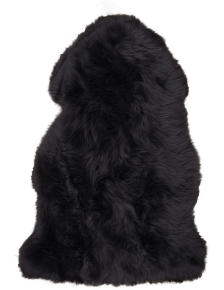 Peau de mouton poils longs 50x85 Cuir d'agneau Noir Lambskin 