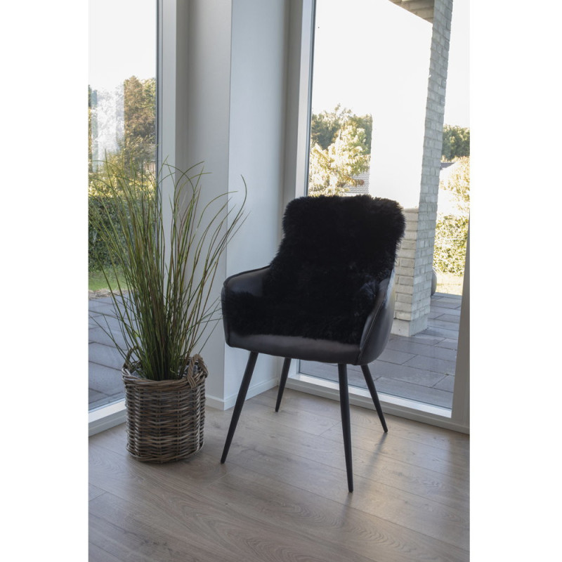 Peau de mouton poils longs 50x85 Cuir d'agneau Noir Lambskin 