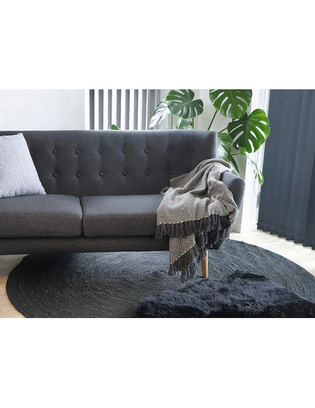 Peau de mouton poils longs 50x85 Cuir d'agneau Noir Lambskin 