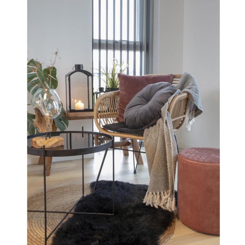 Peau de mouton poils longs 50x85 Cuir d'agneau Noir Lambskin 