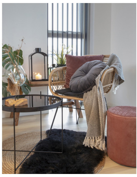 Peau de mouton poils longs 50x85 Cuir d'agneau Noir Lambskin 