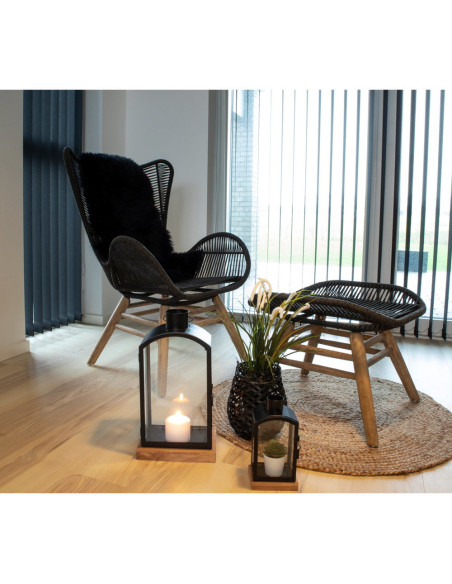 Peau de mouton poils longs 50x85 Cuir d'agneau Noir Lambskin 