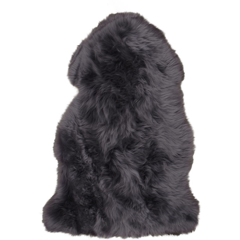 Peau de mouton poils longs 50x85 Cuir d'agneau Gris Lambskin 