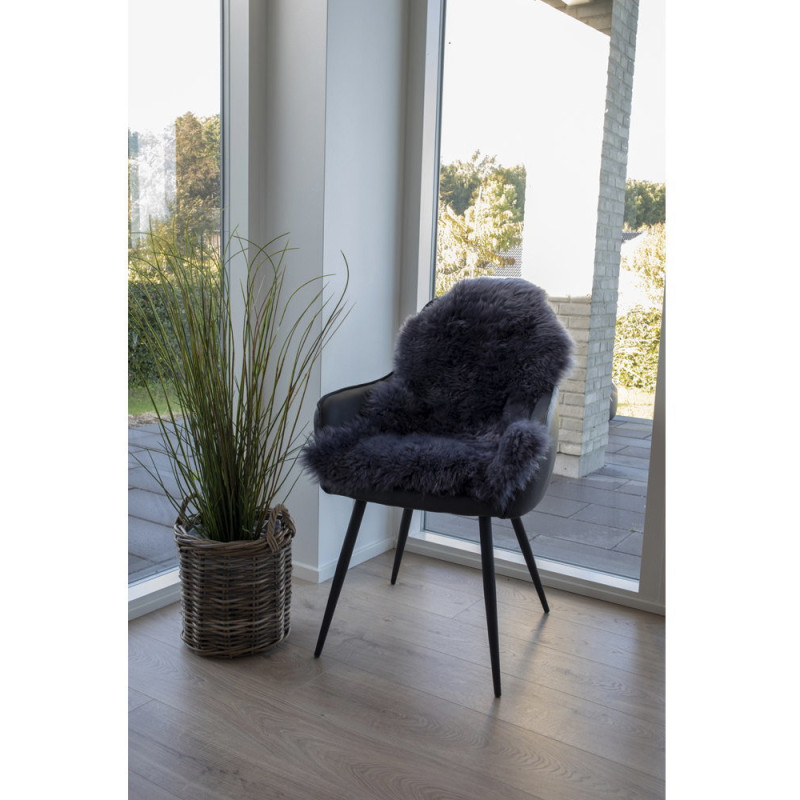 Peau de mouton poils longs 50x85 Cuir d'agneau Gris Lambskin 