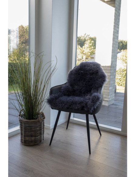 Peau de mouton poils longs 50x85 Cuir d'agneau Gris Lambskin 