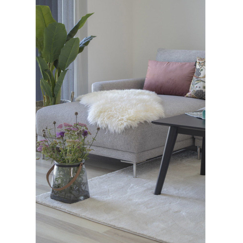 Peau de mouton poils longs 50x85 Cuir d'agneau Blanc ivoire Lambskin 