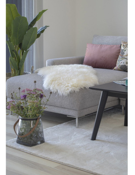 Peau de mouton poils longs 50x85 Cuir d'agneau Blanc ivoire Lambskin 