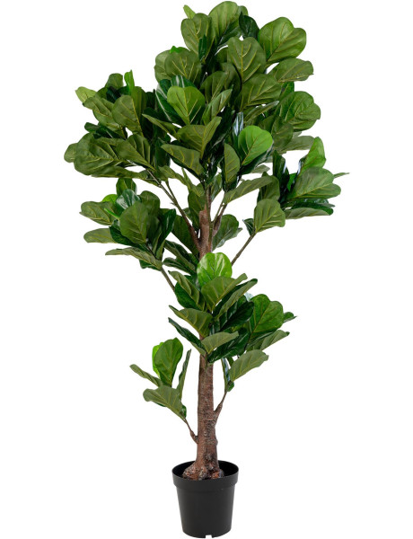 Grand Arbre artificiel réaliste Feuilles de violon Hauteur 190 cm Plastique Vert Noir 