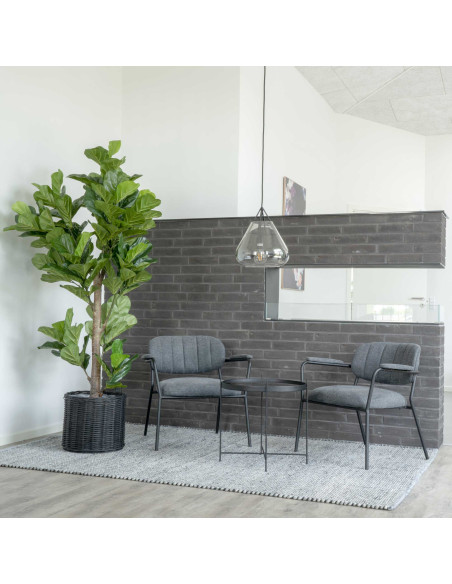 Grand Arbre artificiel réaliste Feuilles de violon Hauteur 190 cm Plastique Vert Noir 