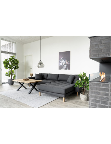 Grand Arbre artificiel réaliste Feuilles de violon Hauteur 190 cm Plastique Vert Noir 