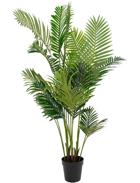 Grand Arbre artificiel réaliste Palmier Areca Hauteur 175 cm Plastique Vert Noir 