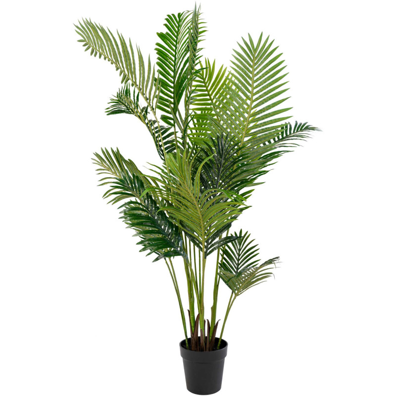Grand Arbre artificiel réaliste Palmier Areca Hauteur 175 cm Plastique Vert Noir 