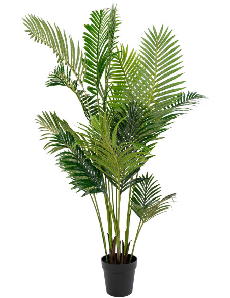 Grand Arbre artificiel réaliste Palmier Areca Hauteur 175 cm Plastique Vert Noir 