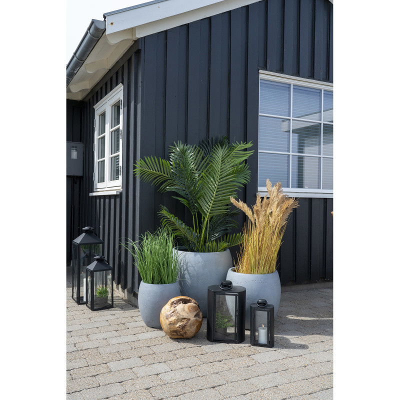 Grand Arbre artificiel réaliste Palmier Areca Hauteur 175 cm Plastique Vert Noir 