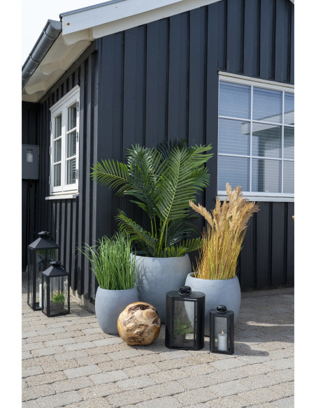 Grand Arbre artificiel réaliste Palmier Areca Hauteur 175 cm Plastique Vert Noir 