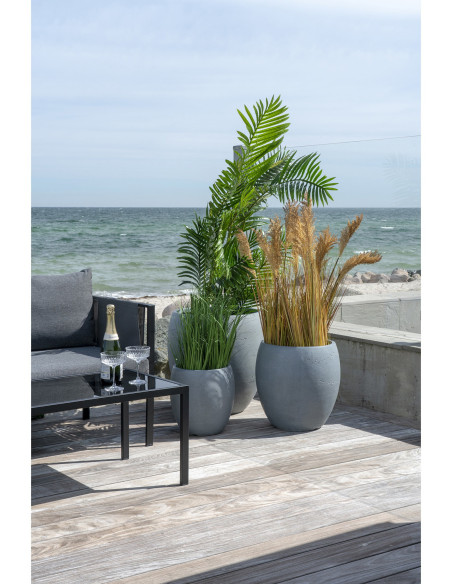 Grand Arbre artificiel réaliste Palmier Areca Hauteur 175 cm Plastique Vert Noir 