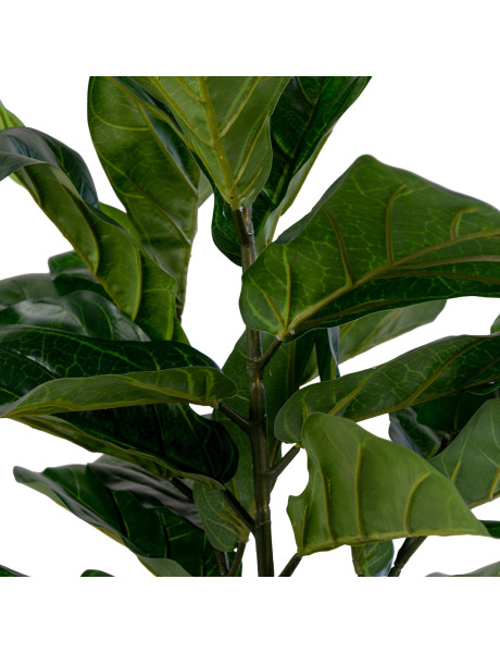 Arbre artificiel réaliste Feuilles de violon Hauteur 100 cm Plastique Vert Noir 