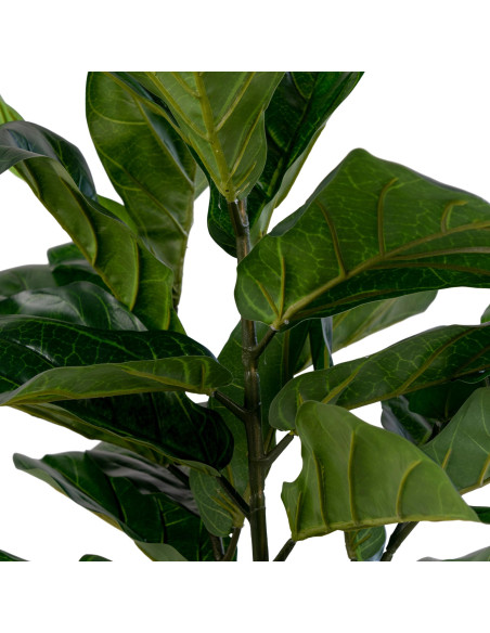 Arbre artificiel réaliste Feuilles de violon Hauteur 100 cm Plastique Vert Noir 